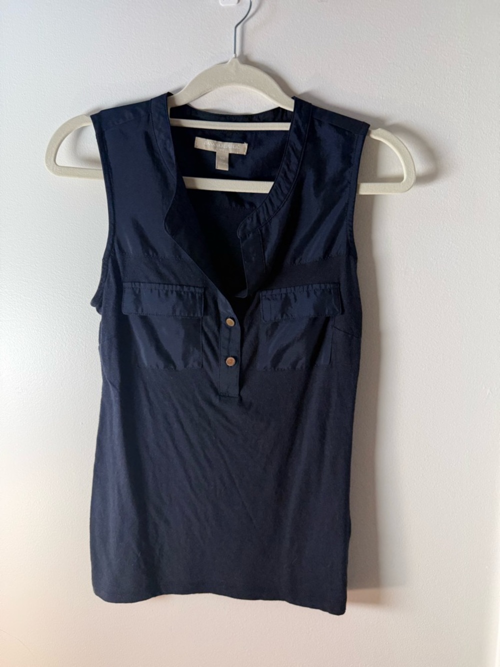 Banana Republic Navy Sleeveless Henley Tank Top